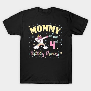 Mommy Of The 4Th Birthday Princess 4 Year Old Unicorn Mom T-Shirt